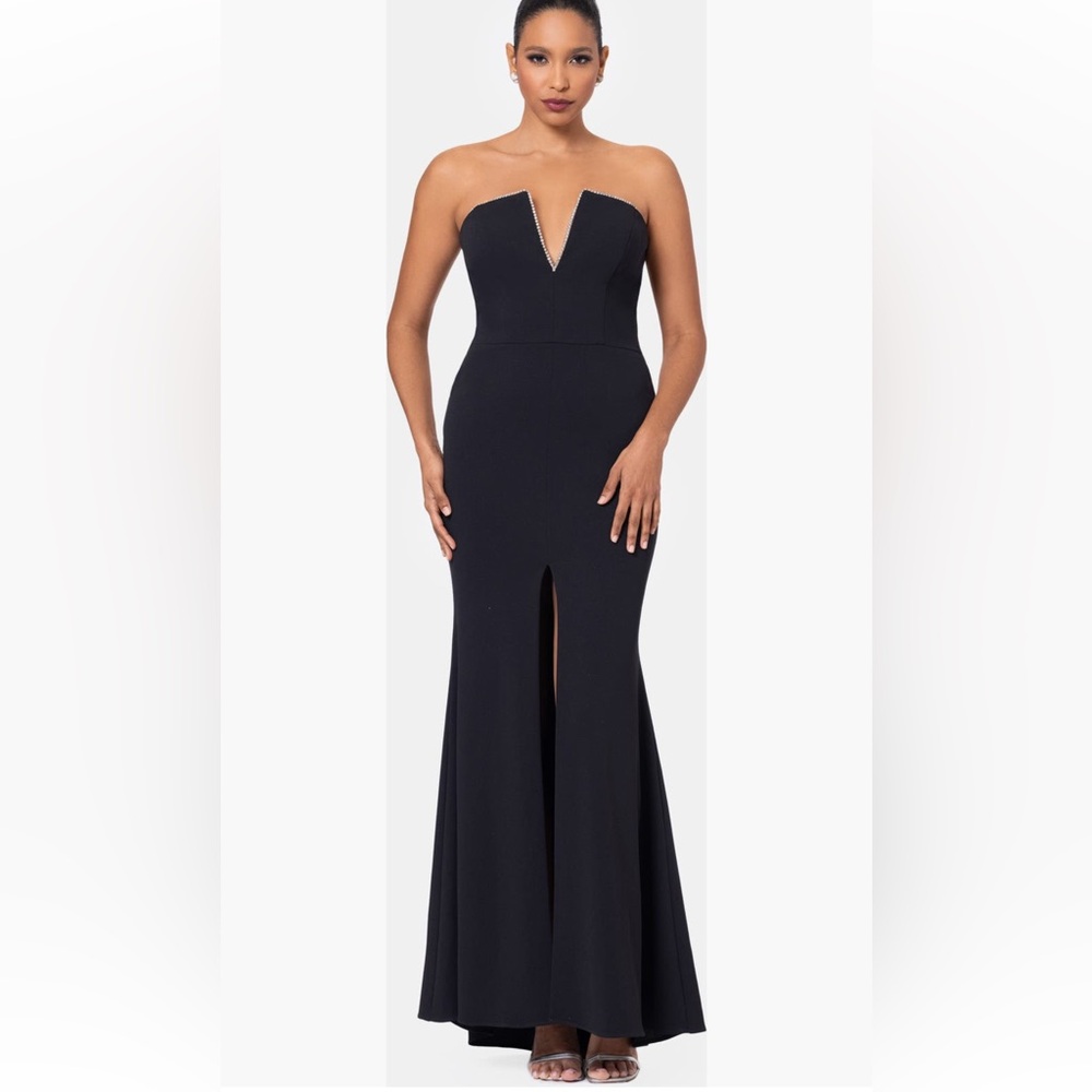 Betsy & Adam Black Strapless Dress